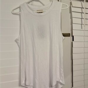 Chaser White Relaxed Sleeveless Muscle Tee